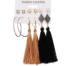 Load image into Gallery viewer, FNIO femmes boucles d'oreilles ensemble perle boucles d'oreilles pour femmes bohème mode bijoux 2020 géométrique cristal coeur boucles d'oreilles