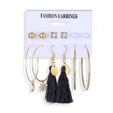 Load image into Gallery viewer, FNIO femmes boucles d'oreilles ensemble perle boucles d'oreilles pour femmes bohème mode bijoux 2020 géométrique cristal coeur boucles d'oreilles