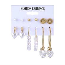 Load image into Gallery viewer, FNIO femmes boucles d'oreilles ensemble perle boucles d'oreilles pour femmes bohème mode bijoux 2020 géométrique cristal coeur boucles d'oreilles