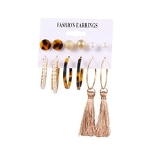 Load image into Gallery viewer, FNIO femmes boucles d'oreilles ensemble perle boucles d'oreilles pour femmes bohème mode bijoux 2020 géométrique cristal coeur boucles d'oreilles