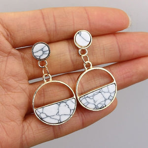 2020 New Fashion Round Dangle Drop Korean Earrings For Women Geometric Round Heart Gold Earring Wedding Jewelry 8g