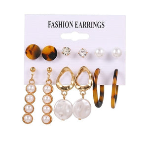FNIO femmes boucles d'oreilles ensemble perle boucles d'oreilles pour femmes bohème mode bijoux 2020 géométrique cristal coeur boucles d'oreilles