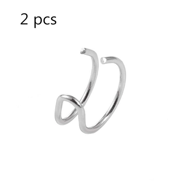 5Pcs/Set Ear Cuff Gold Leaves Non-Piercing Ear Clips Fake Cartilage Earring Jewelry For Women Men