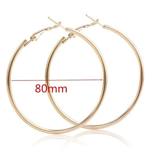 40mm 60mm 70mm 80mm Exaggerate Big Smooth Circle Hoop Earrings Brincos Simple Party Round Loop Earrings for Women Jewelry
